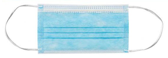 Mundschutz mit Gummischlaufe, Dreilagig, blau, 50 Stück